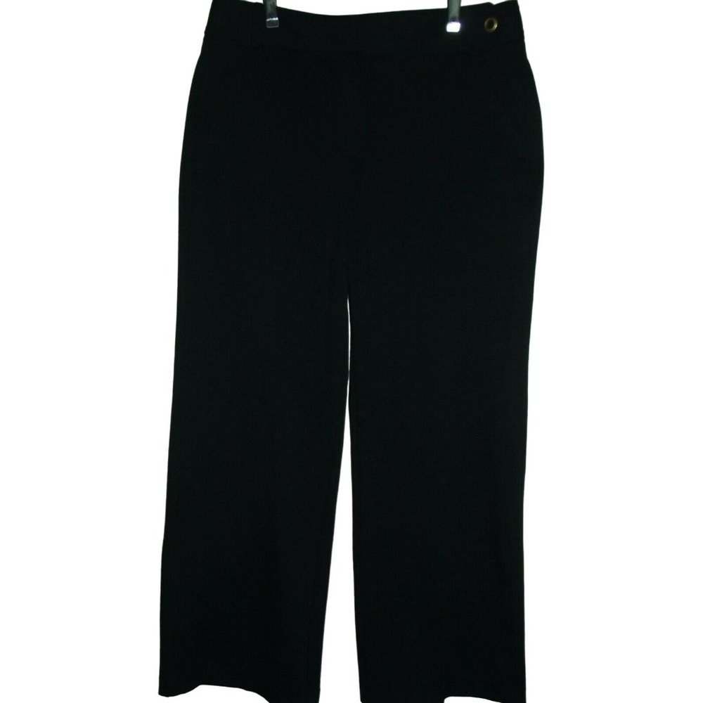 Relativity 14 x 32" Black Ponte Knit Dress Pants wide straight leg mid rise
